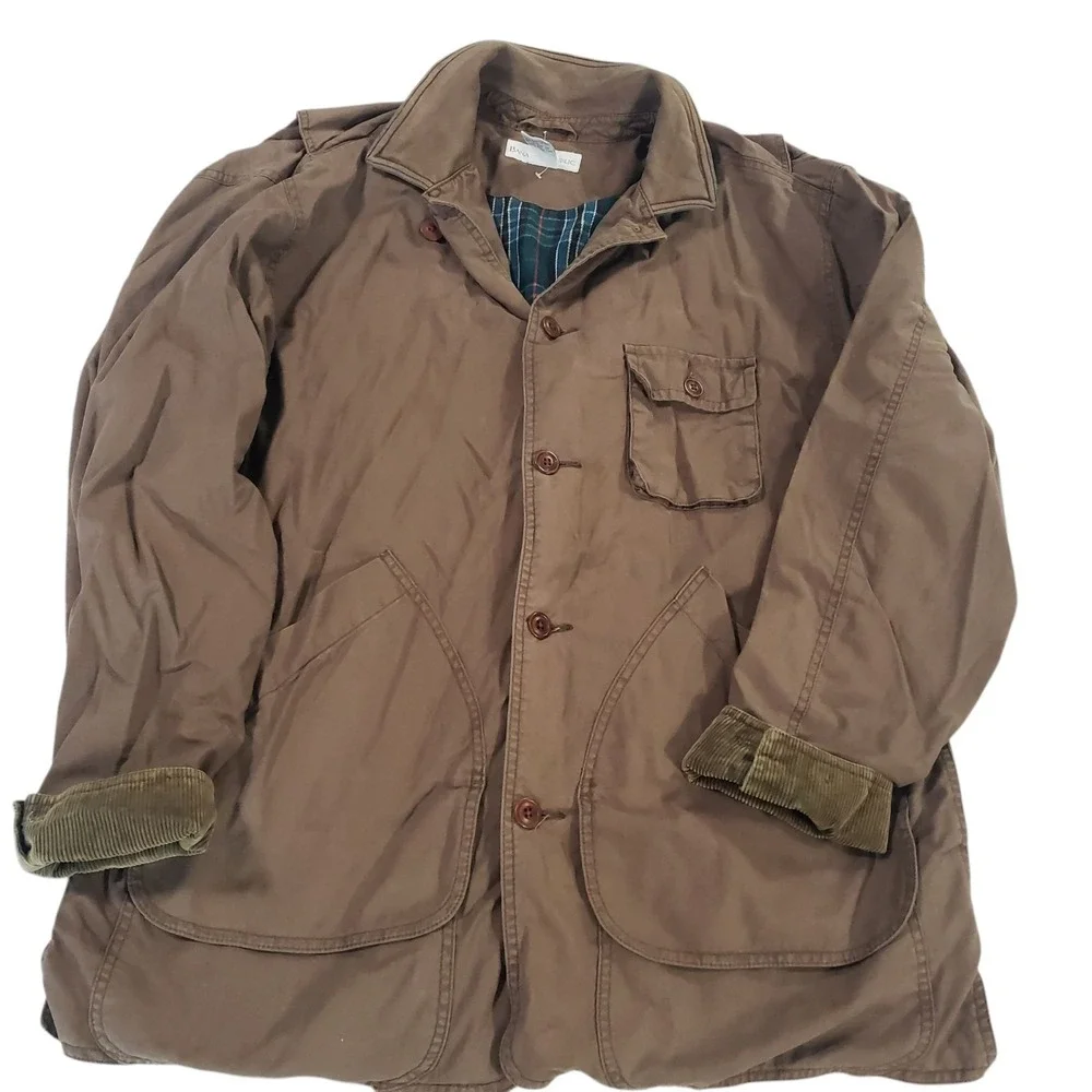 Banana Republic Military Jacket Mens Brown M Lined Leather Collar Outdoor‎ Chore